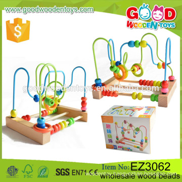 Children's Educational Beads Wooden Toys Supplier OEM/ODM Animal&Fruit Patterns Printing Wood Bead for Baby